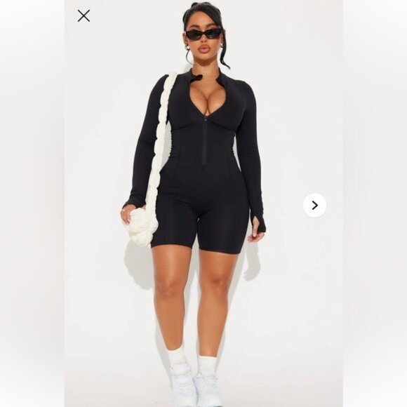 Fashion Nova Black Trail Trek Super Soft Active Romper Size Large – Athleisure - Picture 1 of 10
